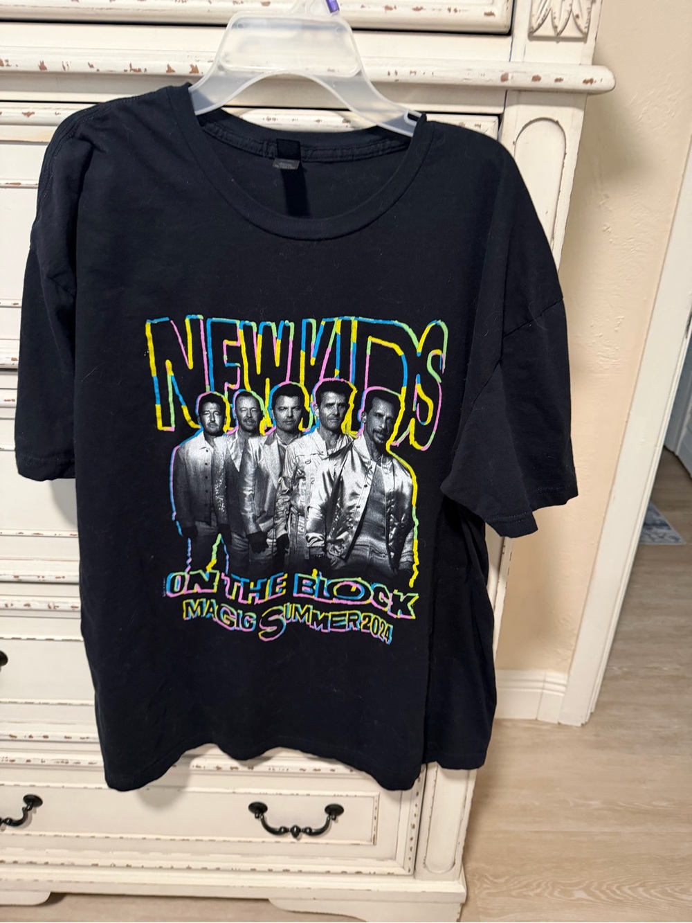 Gildan Black New Kids On The Block Graphic Tee with Neon Accents